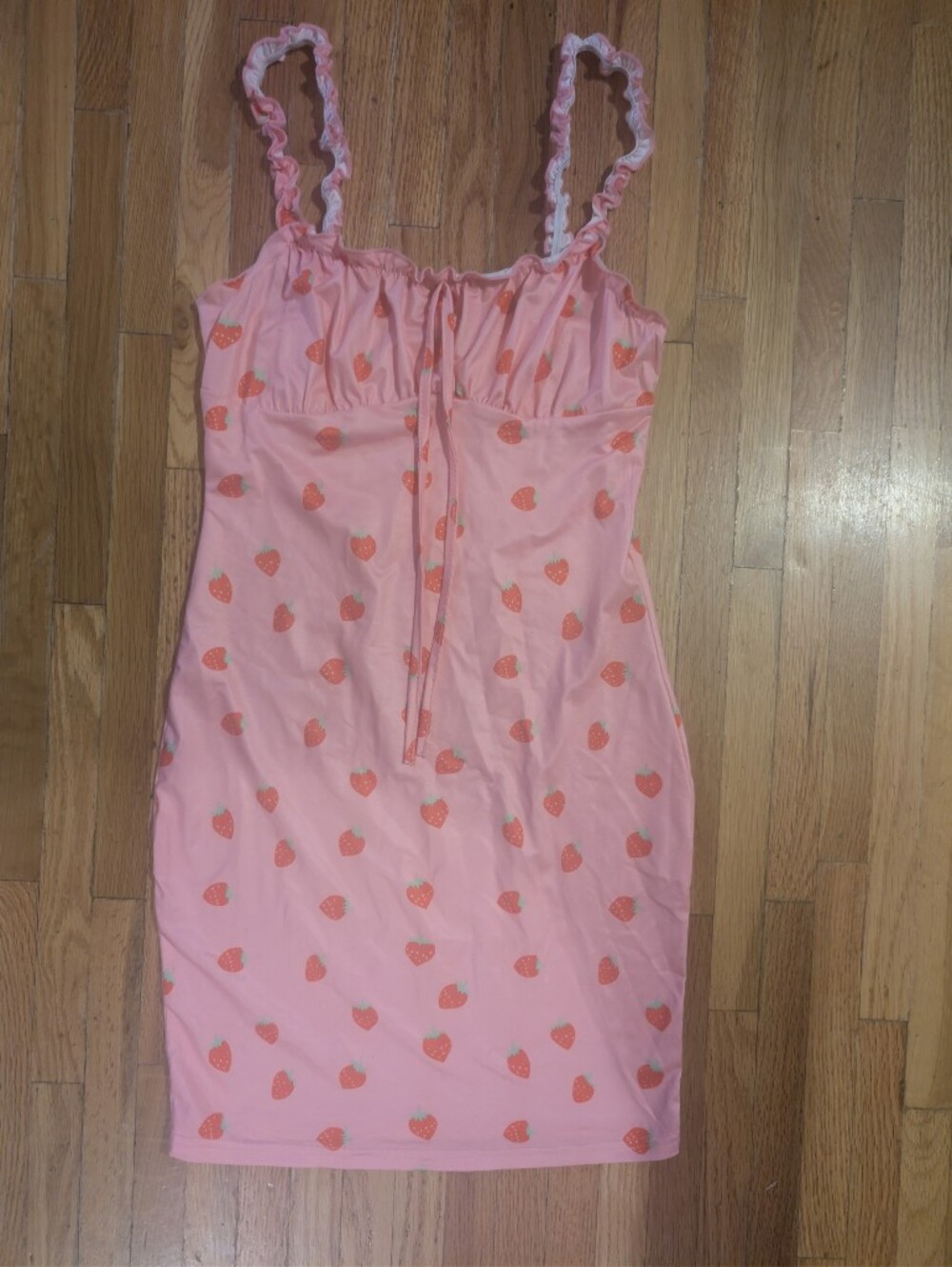Pink Strawberry Print Nighty Dress
